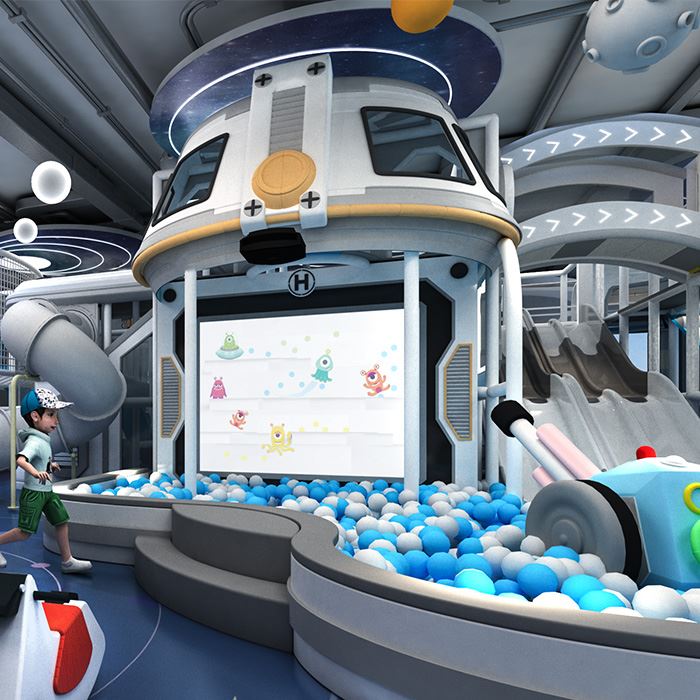 Space-Themed Indoor Playground Layout best